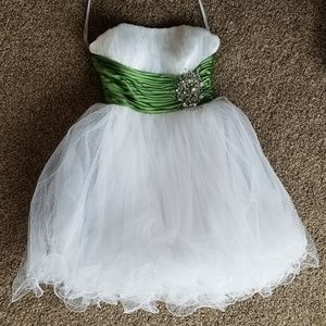 White/Green Prom Dress